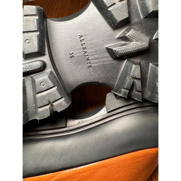 ALLSAINTS Harlee Tan Leather Chunky Chelsea Boots size 38 US 7 - Picture 6 of 8